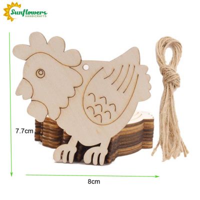 New Arrival Easter Wood Ornaments Chicken Shapes with Drawing Pen for DIY Easter Party Decorations