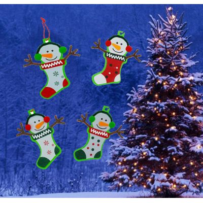 EVA Christmas Snowman Stocking DIY Craft Hanging Ornament 