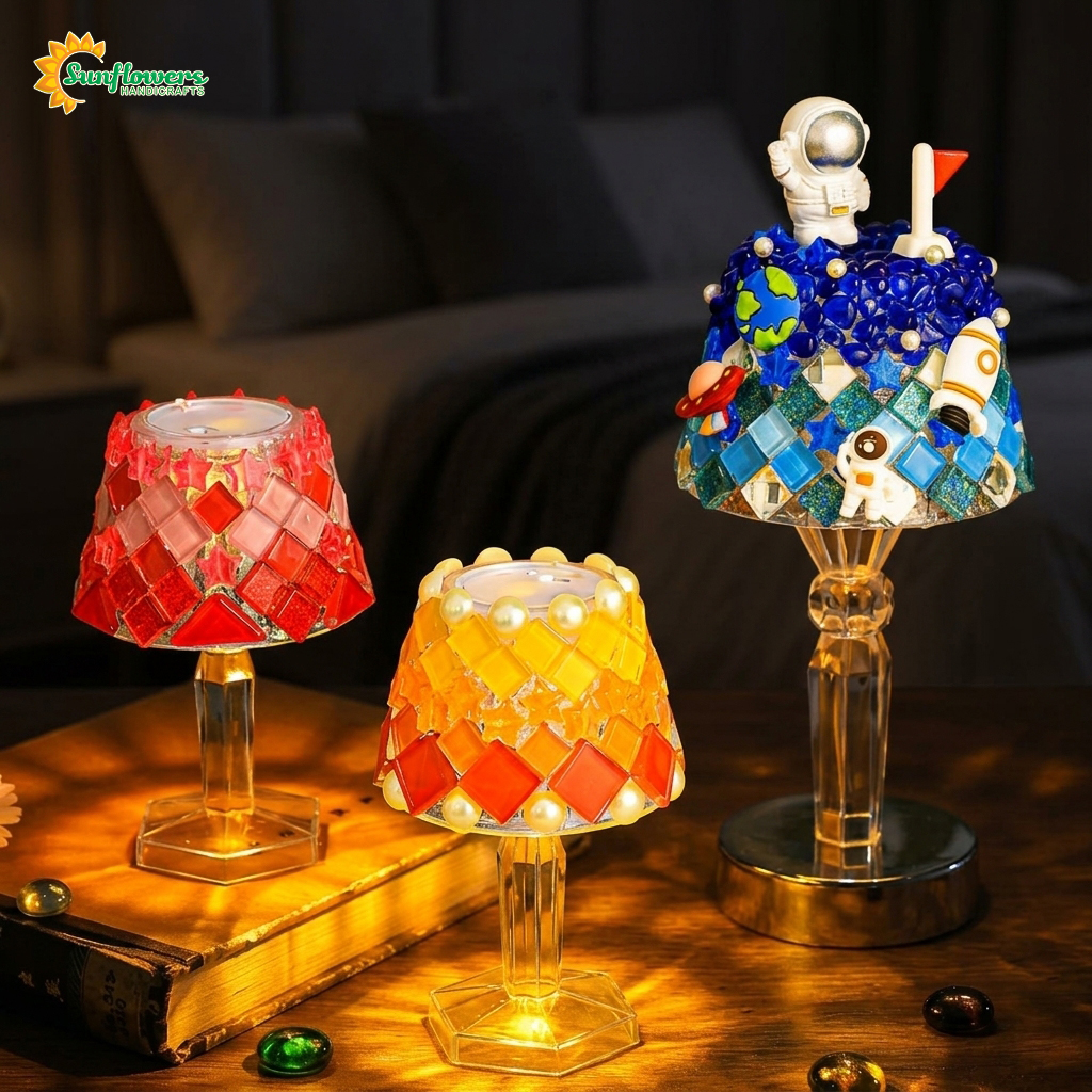 Aesthetic DIY Glass Mosaic Table Lamp Craft Kit