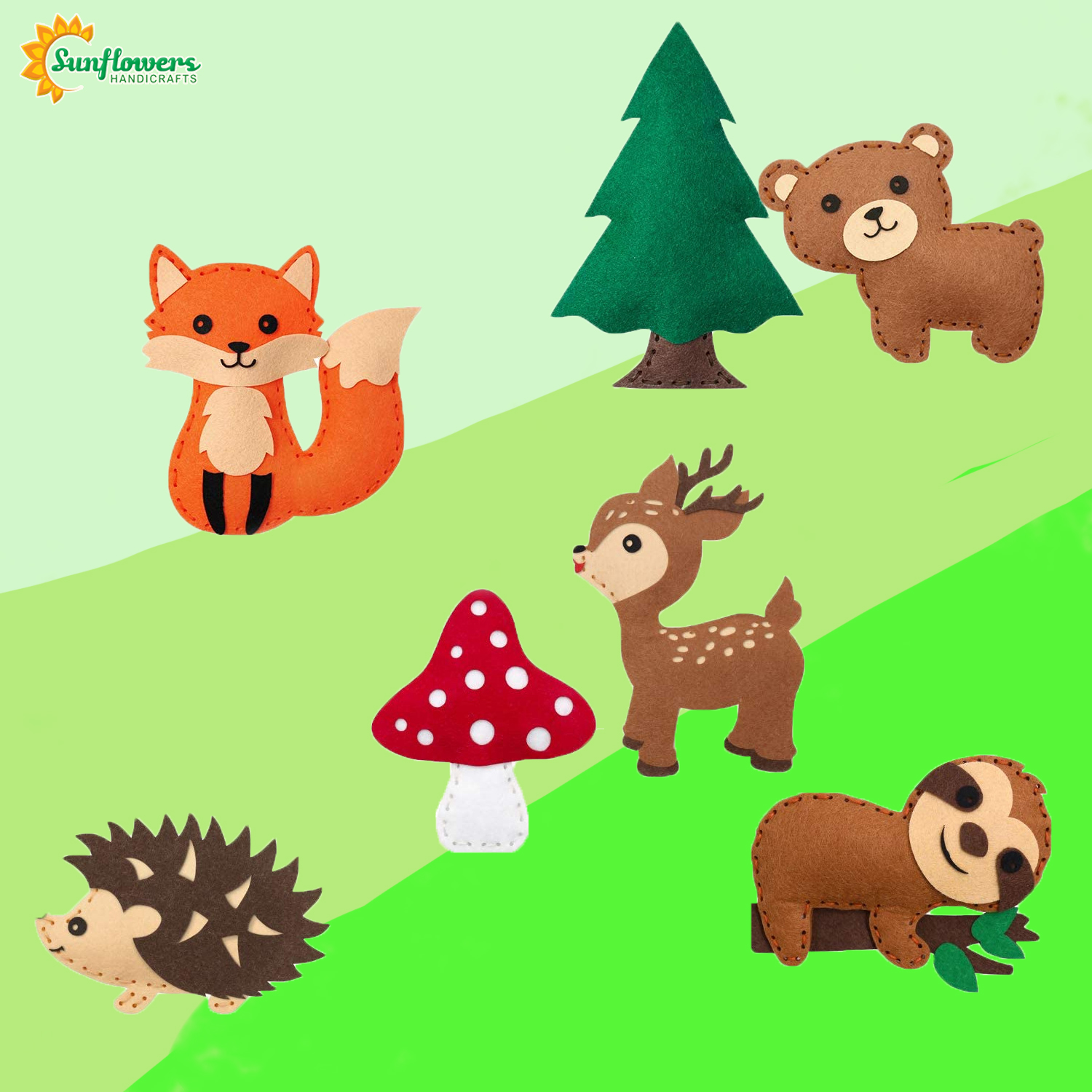 DIY Felt Sewing Craft Kit, Pre-Cut Felt Animals Set
