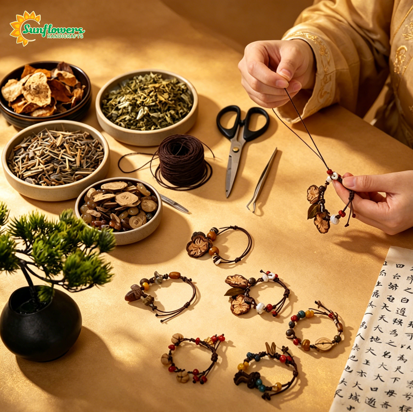 Sunflowers New Handcrafted Natural Botanical Herbal DIY Bracelet Kit