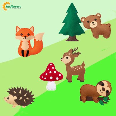 DIY Felt Sewing Craft Kit, Pre-Cut Felt Animals Set