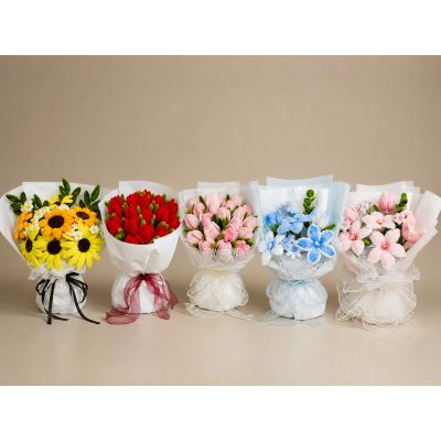 Chenille Stems Flowers Bouquets Various Styles 